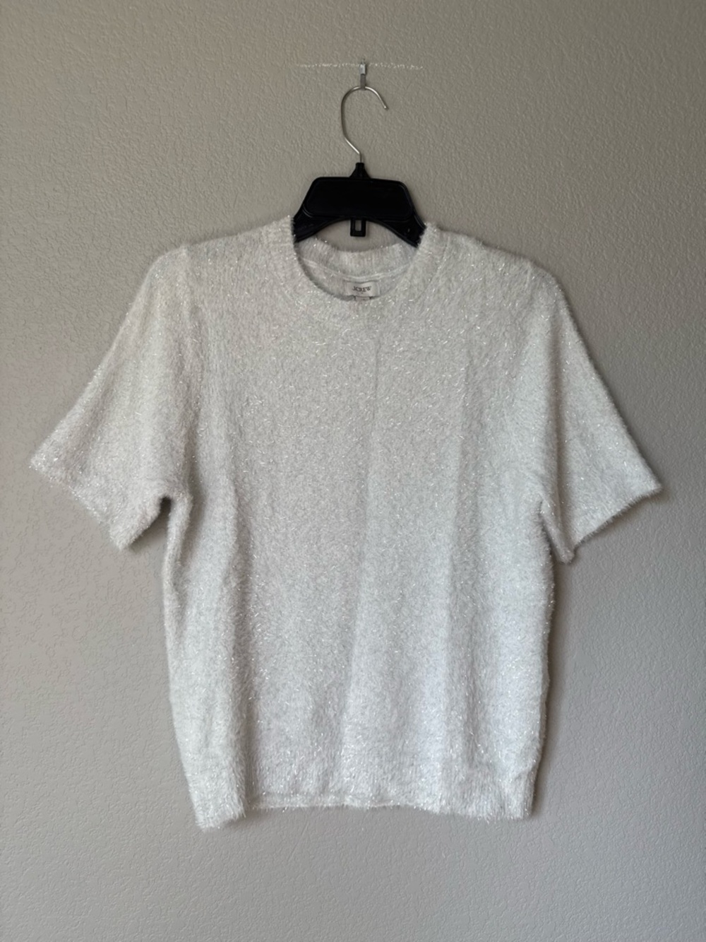 Sparkly J Crew Soft Textured Short Sleeve Sweater - silver